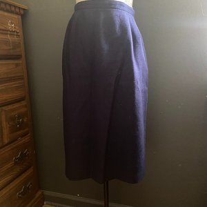 Vintage 1990s navy blue linen midi a-line pencil skirt sz 16